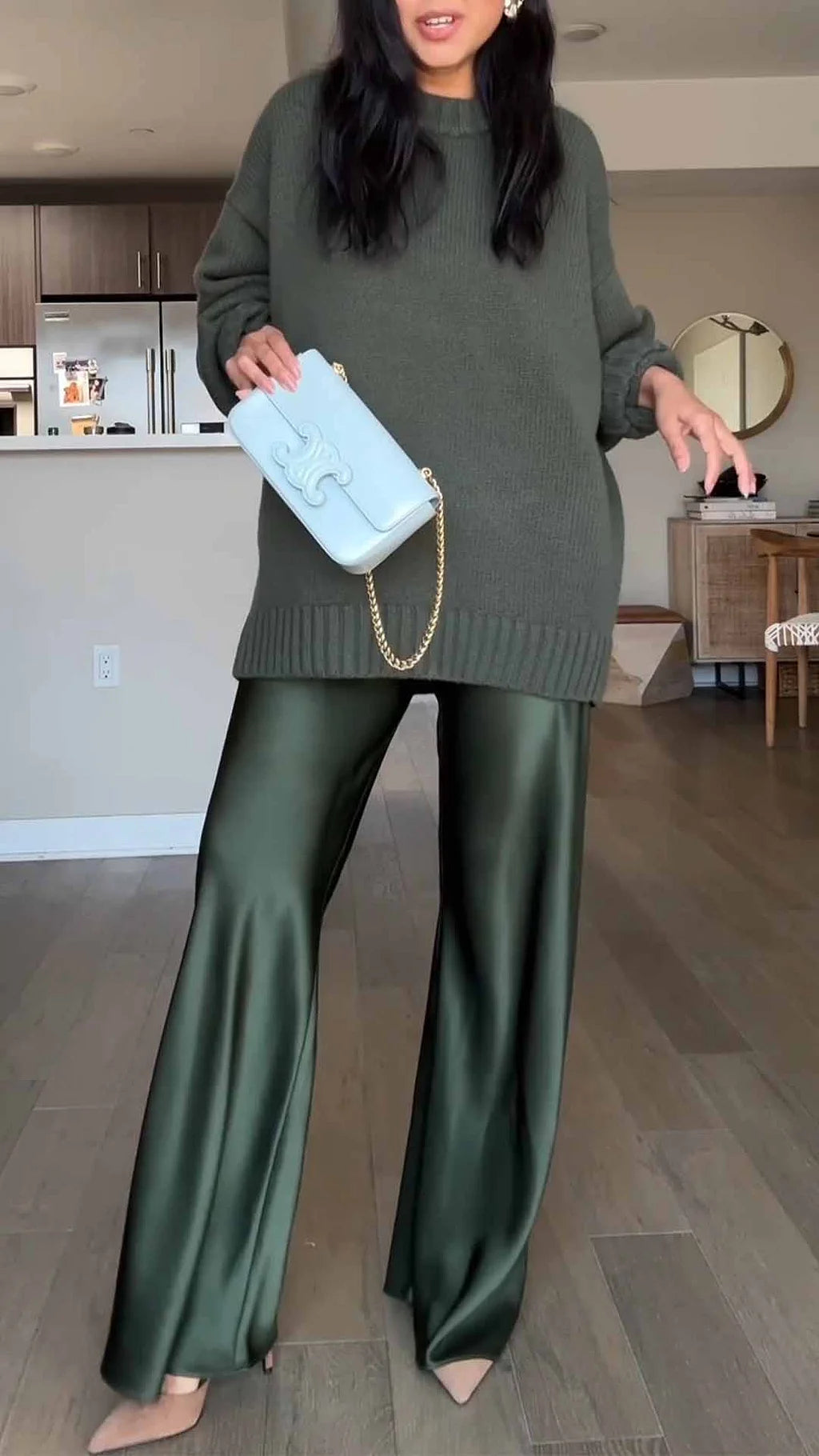 Autumn new satin comfortable fashion casual pants women's loose drooping set
