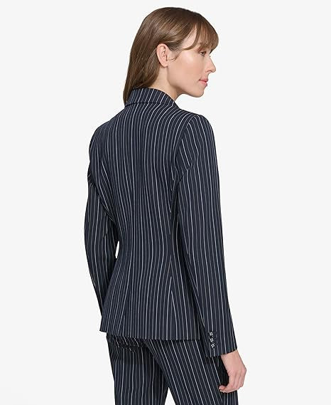 Thin Stripe Puff Sleeve Blazer Women Blazer