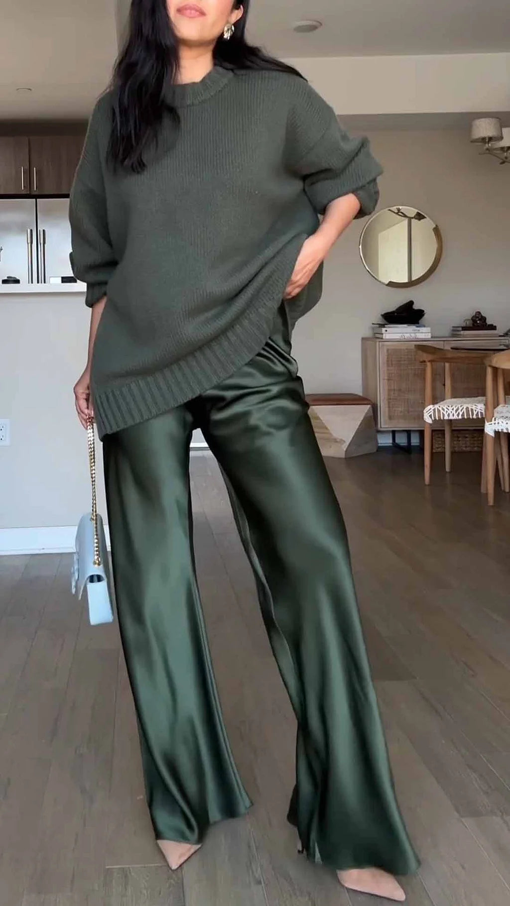 Autumn new satin comfortable fashion casual pants women's loose drooping set