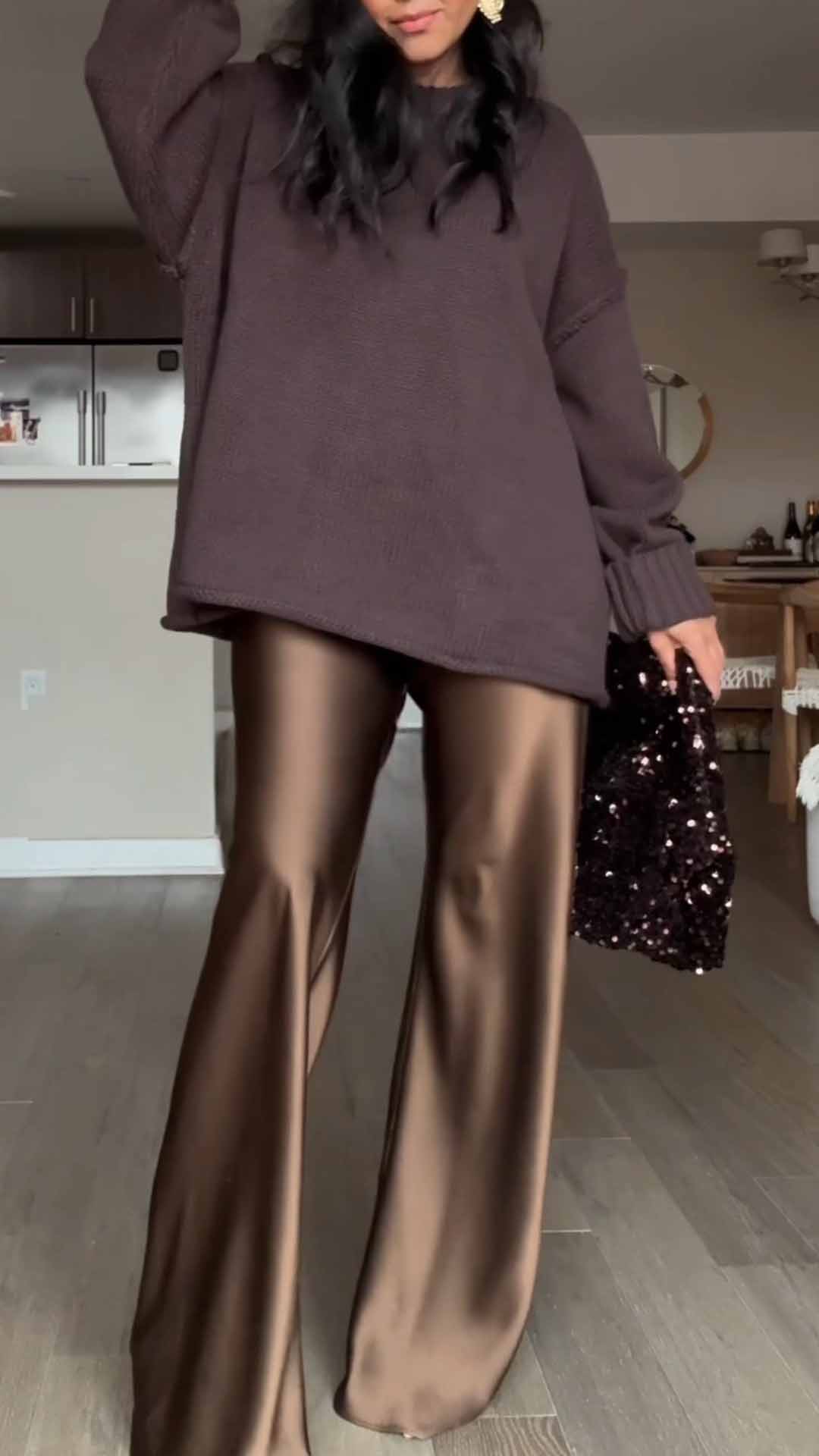 Autumn new satin comfortable fashion casual pants women's loose drooping set